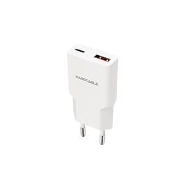 Nanocable Cargador de Pared 30W con 1x USB-C (Power Delivery) + 1x USB-A (Quick Charge), Color Blanco, Incluye Cable USB-C