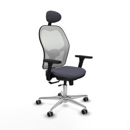 PIQUERAS Y CRESPO Silla de oficina Jorquera con mecanismo Sincro/Traslack, Gris oscuro y Blanco