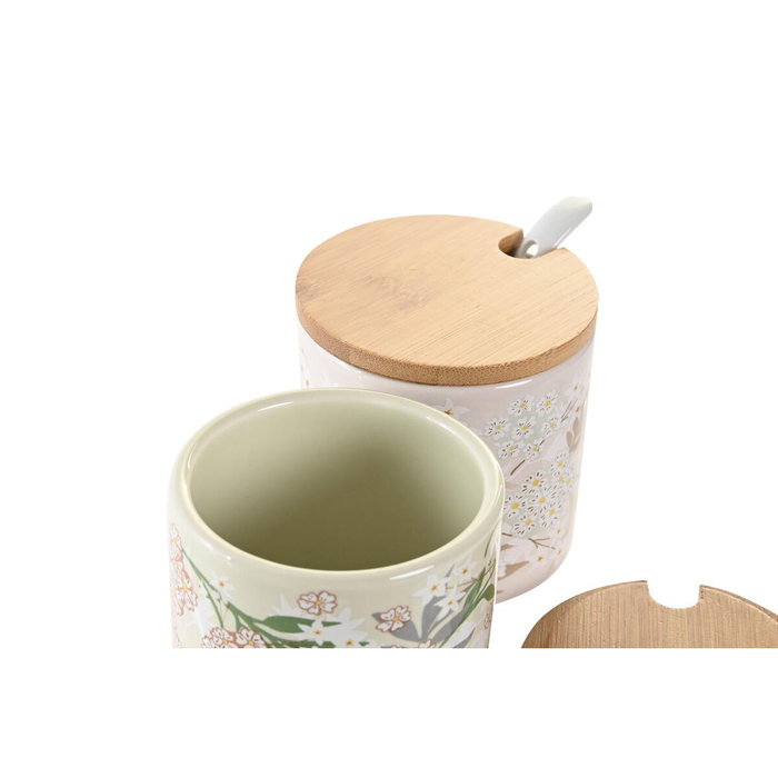 DKD Home Decor Azucarero Dolomita y Bambú Surtido IVY&DAISY 2022, 2 unidades, Verde y Beige