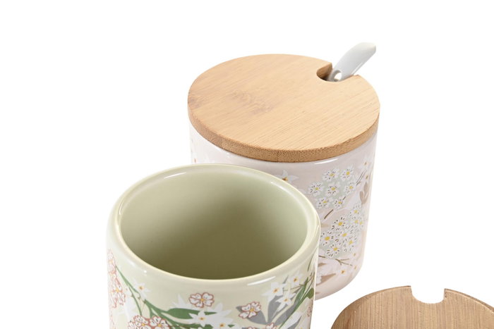 DKD Home Decor Azucarero Dolomita y Bambú Surtido IVY&DAISY 2022, 2 unidades, Verde y Beige