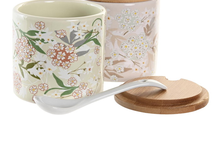 DKD Home Decor Azucarero Dolomita y Bambú Surtido IVY&DAISY 2022, 2 unidades, Verde y Beige