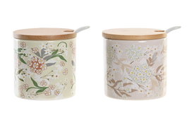 DKD Home Decor Azucarero Dolomita y Bambú Surtido IVY&DAISY 2022, 2 unidades, Verde y Beige