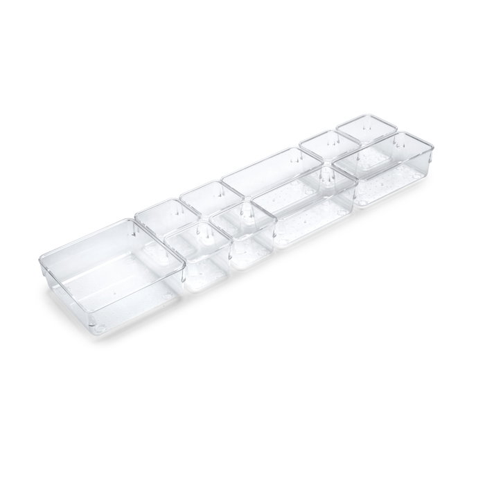 Emuca Kit de 10 Cubos organizadores Cube para cajón, Plástico, Transparente