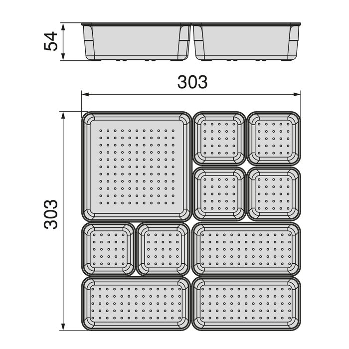 Emuca Kit de 10 Cubos organizadores Cube para cajón, Plástico, Transparente