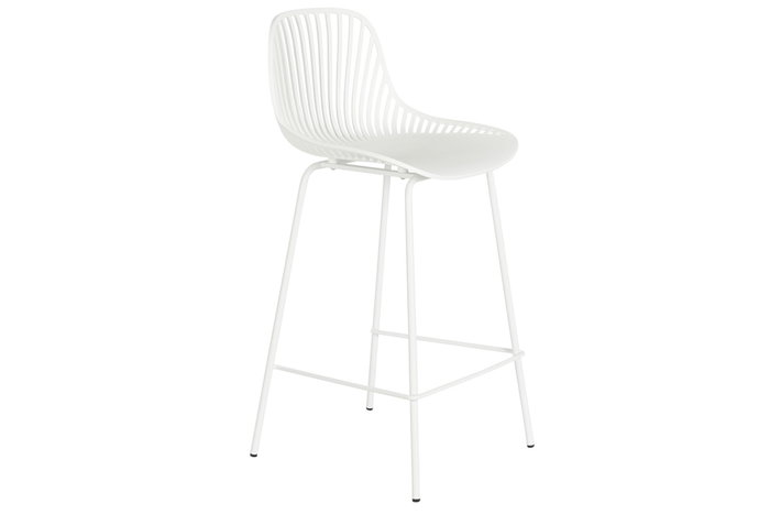 DKD Home Decor Taburete PP Metal Blanco