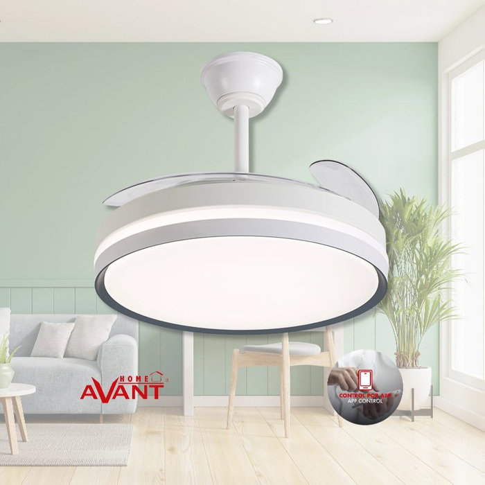 AVANT VENTILADOR DE TECHO 42" ASPAS RETRACTILES 30W MOTOR 36W LED 3 TEMPERATURAS CONTROL POR APP