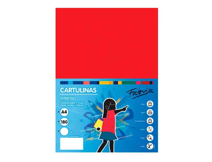 Fabrisa Cartulina Roja A4 180g Pack de 50
