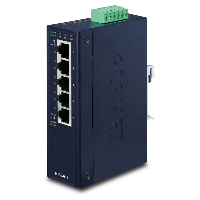 Planet IGS-501T Switch de red industrial de 5 puertos Gigabit Ethernet Planet IGS-501T Switch de red industrial de 5 puertos Gigabit Ethernet