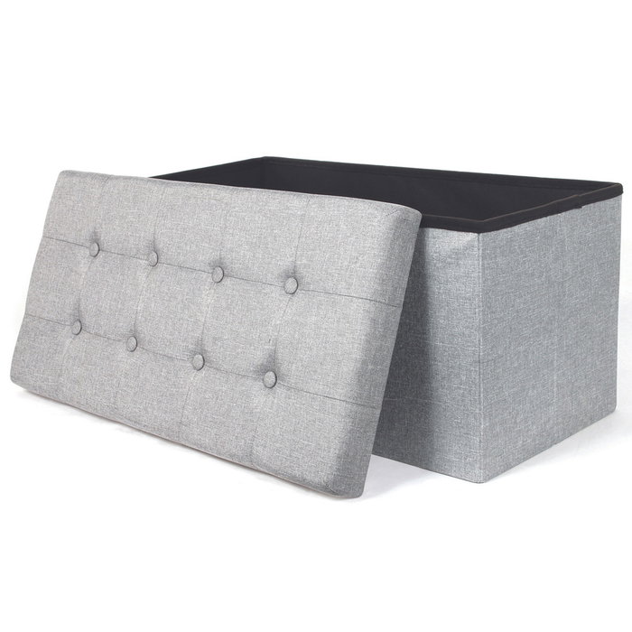 Home Deco Factory Banco-puf Plegable Gris Claro Home Deco Factory Banco-puf Plegable Gris Claro