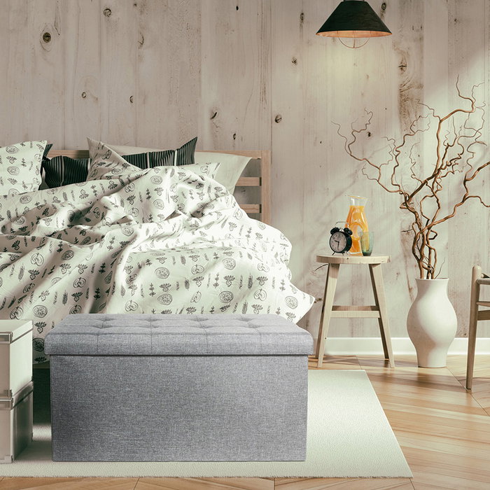 Home Deco Factory Banco-puf Plegable Gris Claro Home Deco Factory Banco-puf Plegable Gris Claro