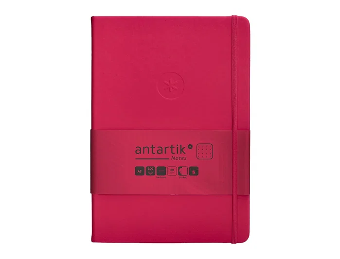 Antartik Cuaderno A5 con gomilla, tapa dura, hojas de puntos, 100 hojas, color burdeos, 80 gr FSC