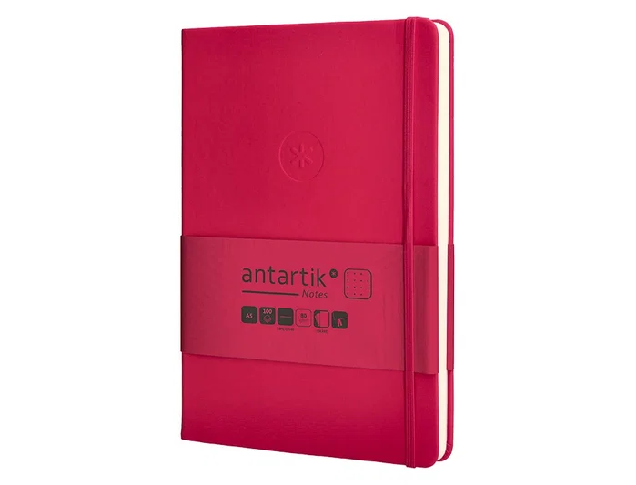 Antartik Cuaderno A5 con gomilla, tapa dura, hojas de puntos, 100 hojas, color burdeos, 80 gr FSC