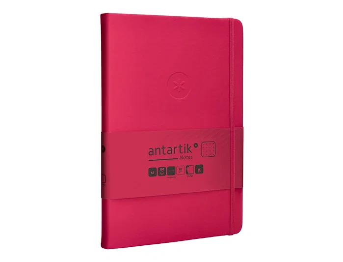 Antartik Cuaderno A5 con gomilla, tapa dura, hojas de puntos, 100 hojas, color burdeos, 80 gr FSC
