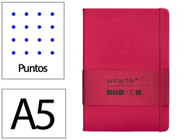 Antartik Cuaderno A5 con gomilla, tapa dura, hojas de puntos, 100 hojas, color burdeos, 80 gr FSC