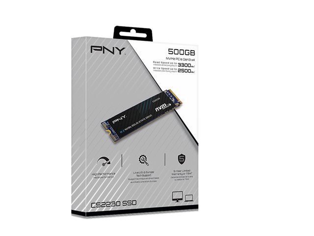 PNY CS2230 SSD Interno NVMe M.2 500GB - PCIe Gen3 x4, Lectura 3300MB/s, Escritura 2500MB/s - Disco Duro Sólido para PC y Portátil