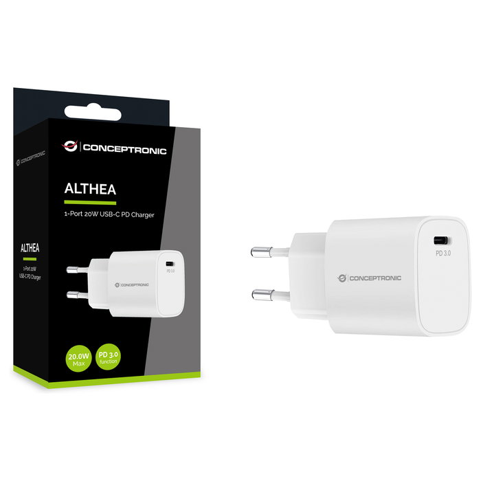 Conceptronic ALTHEA14W Cargador USB-C PD 3.0 20W Blanco