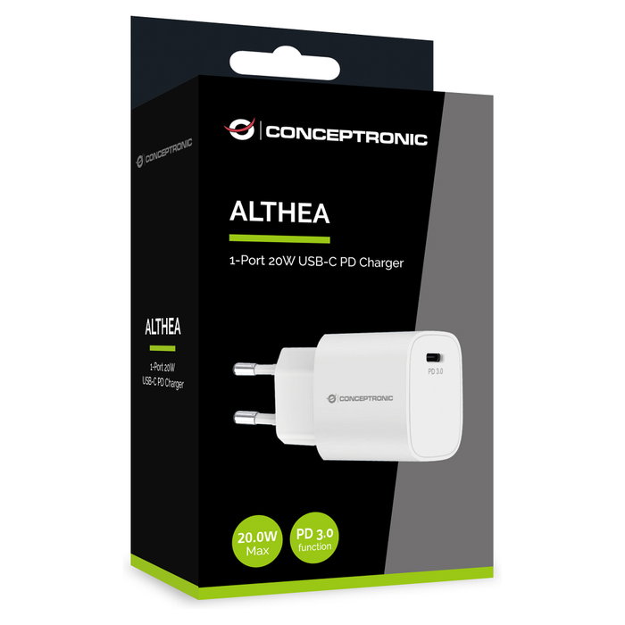 Conceptronic ALTHEA14W Cargador USB-C PD 3.0 20W Blanco