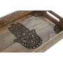 DKD Home Decor Set de 2 Bandejas de Mango Grabado Hamsa