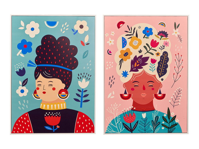 Giftdecor Cuadro Mujer Colores Surtidos 50x70 cm Canvas Marco Blanco (Set de 4) Giftdecor Cuadro Mujer Colores Surtidos 50x70 cm Canvas Marco Blanco (Set de 4)
