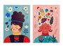 Giftdecor Cuadro Mujer Colores Surtidos 50x70 cm Canvas Marco Blanco (Set de 4)