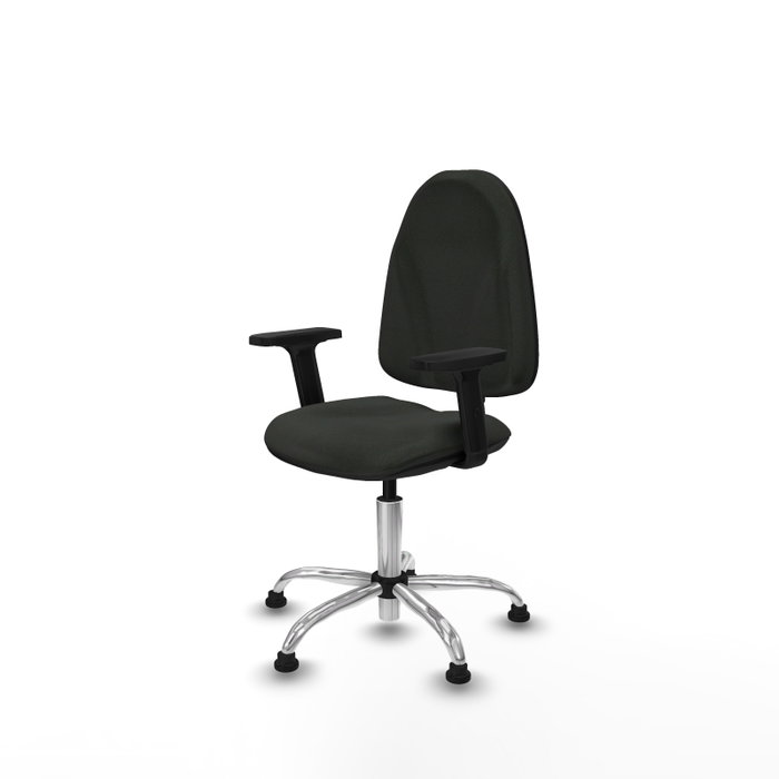 PIQUERAS Y CRESPO Silla de oficina Algarra, Tela Negra, Base Cromada, Brazos 2D