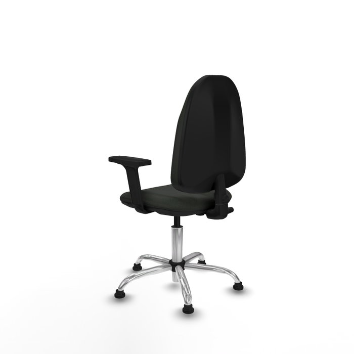 PIQUERAS Y CRESPO Silla de oficina Algarra, Tela Negra, Base Cromada, Brazos 2D