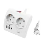 Ewent EW3870 Regleta de Sobremesa 1.5m, 3 Tomas AC Schuko, 2 Puertos USB-A + 1 USB-C (Quick Charge 20W) con Interruptor, Blanco