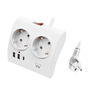 Ewent Regleta de Sobremesa EW3870 con 2 Tomas Schuko + 3 Puertos USB (2 USB-A y 1 USB-C 20W PD/QC3.0) - Interruptor, 1.5m, Protección Infantil