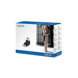LogiLink Adaptador USB 2.0 90°, A/M a A/F, 480 Mbps, Negro