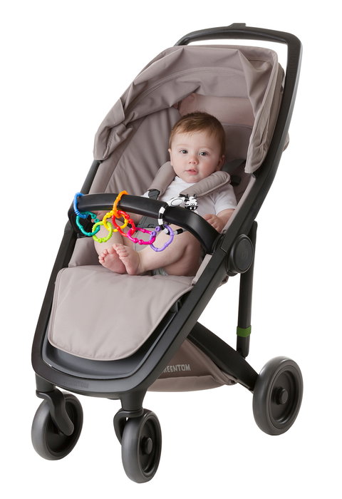 Playgro Cebra 9 Enganches 0184558 - Mordedor y Sujeta Juguetes para Cochecito, +3 meses, Multilingüe