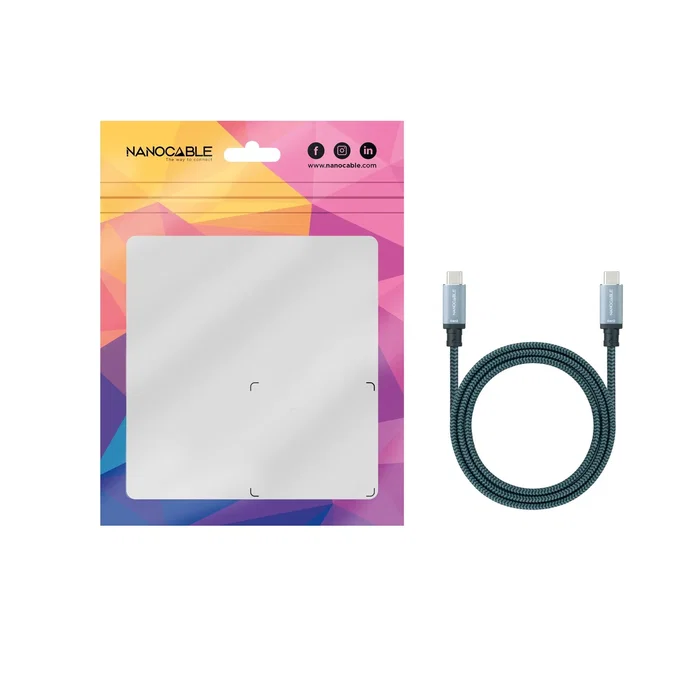 Nanocable 10.01.4103-COMB Cable USB-C 3.2 Gen 2x2, USB-IF, 20 Gbps, 100W PD, 4K@60Hz, 3 m, Macho-Macho, Negro/Gris
