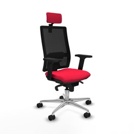 PIQUERAS Y CRESPO Silla de oficina Horna con mecanismo Sincro, Rojo/Negro
