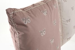 DKD Home Decor Cojin Shabby Rosa Crema Poliester 45 x 45 x 10 cm (4 Unidades)