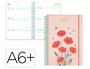Liderpapel Agenda Escolar 26-27 Fantasy Flowers, Semana Vista A6+ Espiral, Tapa Dura, Interior Bilingüe Español, Rojo, Papel FSC 80g