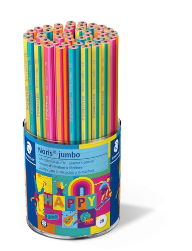 Staedtler 119 Noris Club Jumbo Happy Line Lápices de Grafito HB, Colores Surtidos, 48 Unidades