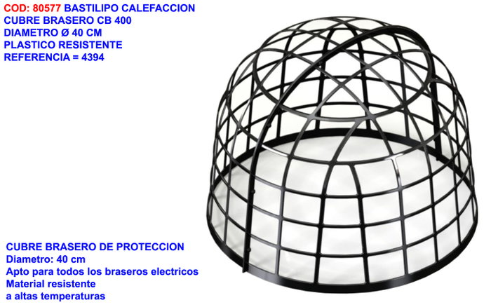Bastilipo Finstock Cubre Brasero Plástico CB-400 Dim 40/4394 Bastilipo Finstock Cubre Brasero Plástico CB-400 Dim 40/4394
