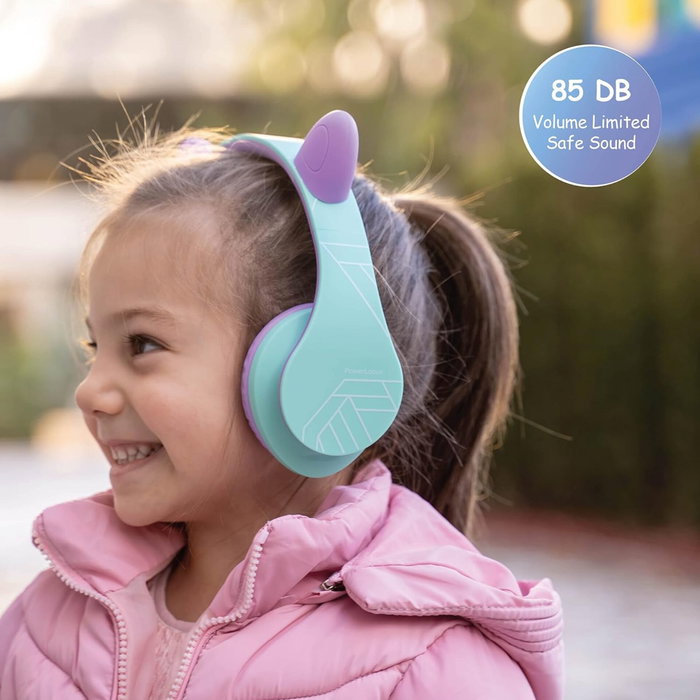 PowerLocus P2 Auriculares para Niños Púrpura/Turquesa con Orejas PowerLocus P2 Auriculares para Niños Púrpura/Turquesa con Orejas