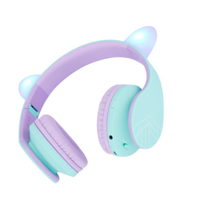 PowerLocus P2 Auriculares para Niños Púrpura/Turquesa con Orejas PowerLocus P2 Auriculares para Niños Púrpura/Turquesa con Orejas