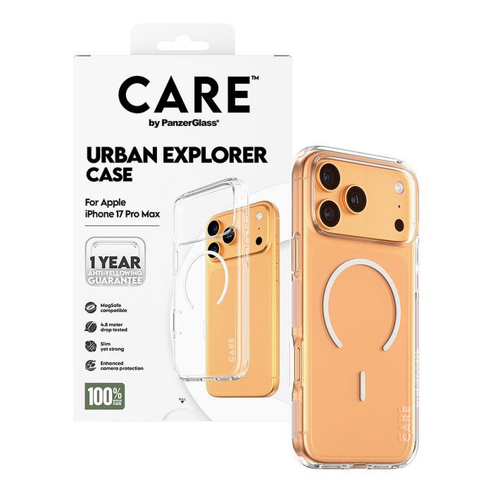 PanzerGlass CARE™ Urban Explorer Transparente con MagSafe para iPhone 17 Pro Max PanzerGlass CARE™ Urban Explorer Transparente con MagSafe para iPhone 17 Pro Max