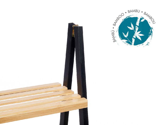 Berilo Estanteria Escalera 3 Estantes Bambu y Madera Negro Natural 84x30x81.5 cm