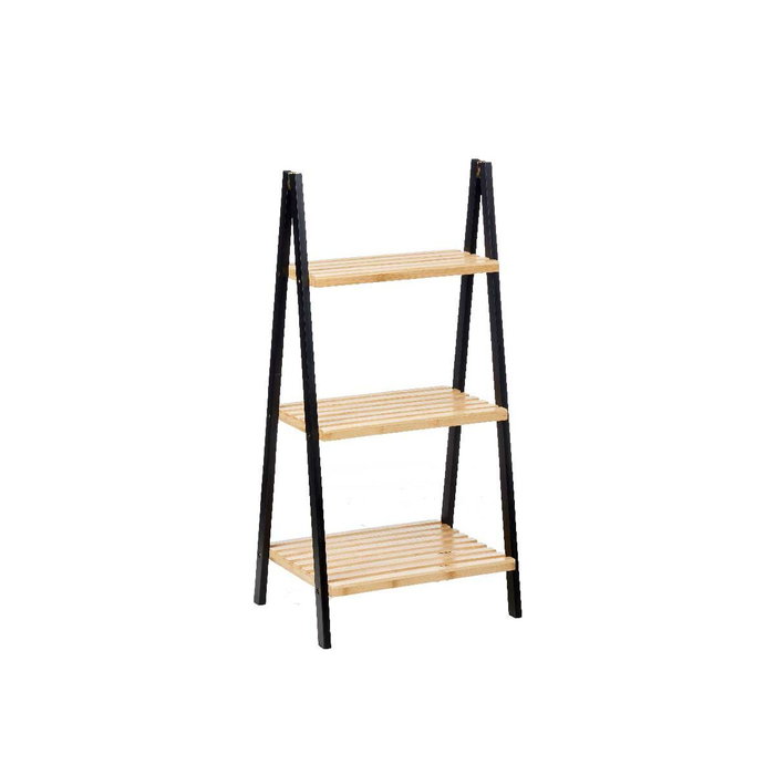 Berilo Estantería Escalera 3 Estantes Bambú Negro y Natural Berilo Estantería Escalera 3 Estantes Bambú Negro y Natural