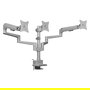 ICY BOX IB-MS525-T Soporte Monitor Triple con Brazo de Gas, para 3 Pantallas hasta 30", Montaje Pinza/Atornillado, Ajuste de Altura e Inclinación, Color Gris Plata