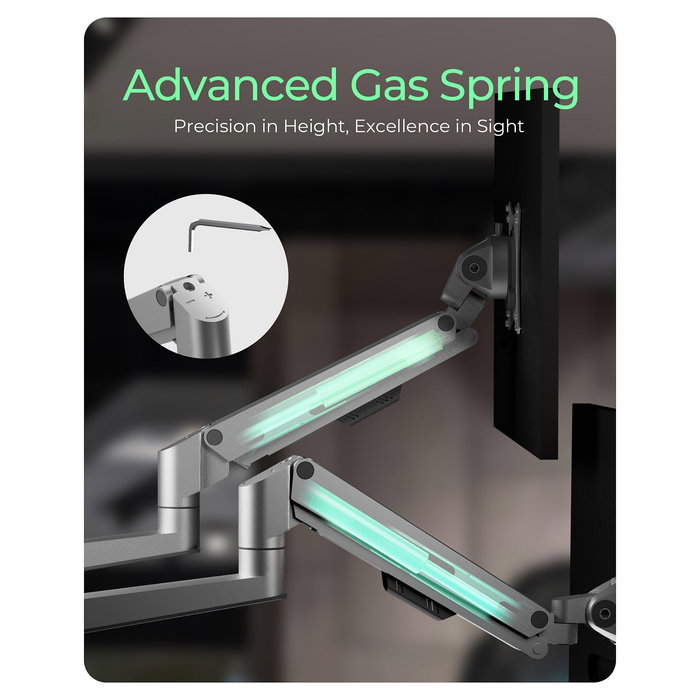 ICY BOX IB-MS525-T Soporte Monitor Triple con Brazo de Gas, para 3 Pantallas hasta 30", Montaje Pinza/Atornillado, Ajuste de Altura e Inclinación, Color Gris Plata