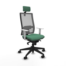 PIQUERAS Y CRESPO Silla de oficina Horna con mecanismo Sincro, Verde esmeralda y Gris