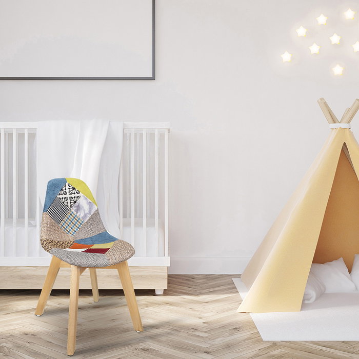 Home Deco Kids Silla Infantil Patchwork para Niños Medidas: 33,5x35,5 cm; h.58 cm