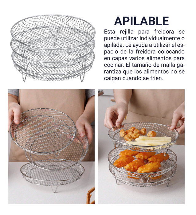 Quttin Rejilla Redonda Apilable para Airfryer 20 cm (12 Unidades) Quttin Rejilla Redonda Apilable para Airfryer 20 cm (12 Unidades)