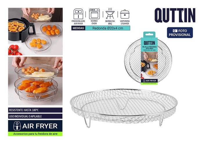 Quttin Rejilla Redonda Apilable para Airfryer 20 cm (12 Unidades) Quttin Rejilla Redonda Apilable para Airfryer 20 cm (12 Unidades)