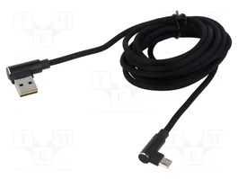 SAVIO Cable USB 2.0 de 2m Negro con Acabado Textil