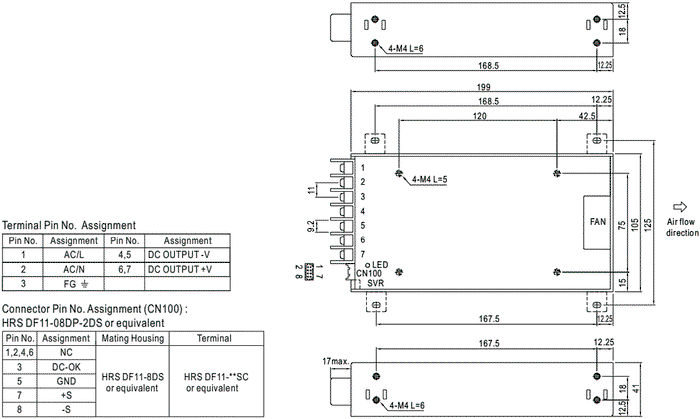 MEAN WELL HRP-300-48 Fuente de alimentación de impulso 336W 48VDC MEAN WELL HRP-300-48 Fuente de alimentación de impulso 336W 48VDC