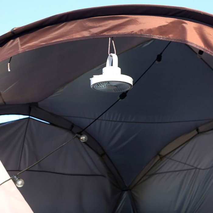 Cristalrecord Ventilador de Sobremesa Recargable LED Blanco Splash, 5,5W 6500K, Portátil con Gancho y Caja Aromática, 180x85x160mm